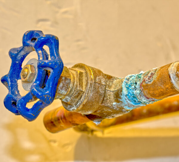 An,Old,Copper,Water,Valve,That,Is,Badly,Corroded,And